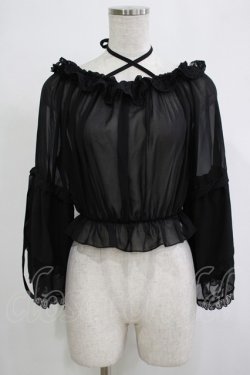画像1: 月雁自制（海外ロリータブランド） / シフォンブラウス Free ブラック H-25-11-19-050-PU-BL-NS-ZH