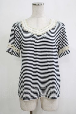 画像1: axes femme / ハシゴレース使いインナープルオーバー L オフ/ネイビー H-25-11-19-052-AX-TO-NS-ZH