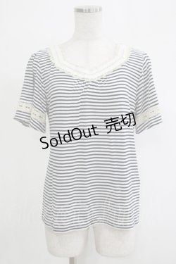 画像1: axes femme / ハシゴレース使いインナープルオーバー L オフ/ネイビー H-25-11-19-052-AX-TO-NS-ZH