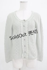 axes femme / 透かし編み柄カーディガン M ミント H-25-11-19-053-AX-TO-NS-ZH