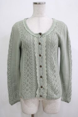 画像1: axes femme / 透かし編み柄カーディガン M ミント H-25-11-19-053-AX-TO-NS-ZH