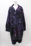 NieR Clothing / 総柄ロングジャケット  ブラック×パープル H-25-11-19-1038-PU-JA-KB-ZH