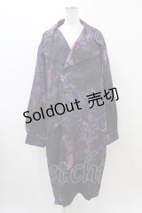 NieR Clothing / 総柄ロングジャケット  ブラック×パープル H-25-11-19-1038-PU-JA-KB-ZH