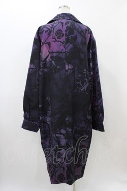 画像2: NieR Clothing / 総柄ロングジャケット  ブラック×パープル H-25-11-19-1038-PU-JA-KB-ZH