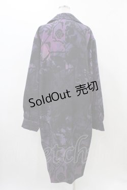 画像2: NieR Clothing / 総柄ロングジャケット  ブラック×パープル H-25-11-19-1038-PU-JA-KB-ZH