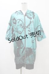 NieR Clothing / 総柄ZIP半袖パーカー  グリーン H-25-11-19-1039-PU-TO-KB-ZH