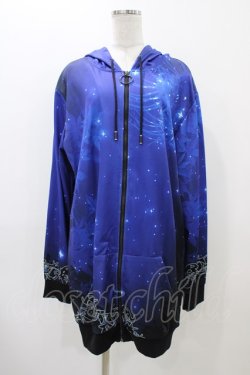 画像1: NieR Clothing / 総柄ZIPパーカー  青 H-25-11-19-1040-PU-TO-KB-ZH