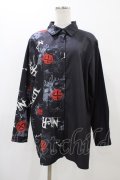 NieR Clothing / プリント切替シャツ  ブラック H-25-11-19-1046-PU-BL-KB-ZH