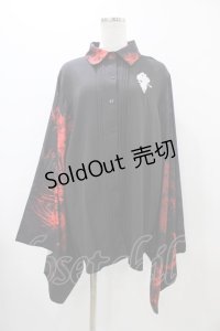 NieR Clothing / 着物風袖ブロッキングシャツ  ブラック H-25-11-19-1047-PU-BL-KB-ZH