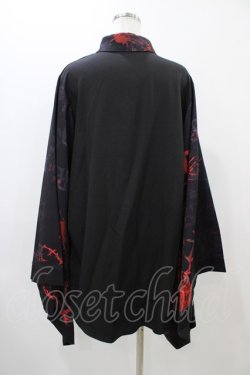 画像2: NieR Clothing / 着物風袖ブロッキングシャツ  ブラック H-25-11-19-1047-PU-BL-KB-ZH