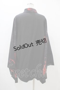 画像2: NieR Clothing / 着物風袖ブロッキングシャツ  ブラック H-25-11-19-1047-PU-BL-KB-ZH