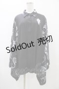NieR Clothing / 着物風袖ブロッキングシャツ  黒 H-25-11-19-1048-PU-BL-KB-ZH