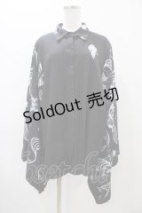 NieR Clothing / 着物風袖ブロッキングシャツ  黒 H-25-11-19-1048-PU-BL-KB-ZH