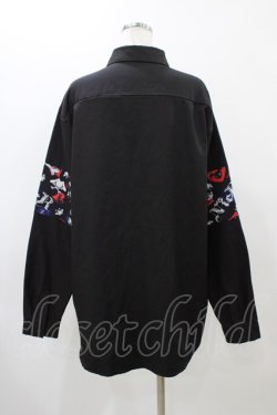 画像2: NieR Clothing / ブロッキングプルオーバーシャツ  ブラック H-25-11-19-1049-PU-BL-KB-ZH