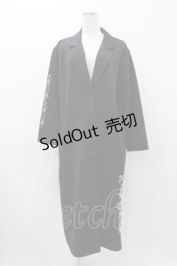 画像1: NieR Clothing / 刺繍ロングジャケット  ブラック H-25-11-19-1050-PU-JA-KB-ZH