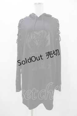 画像1: NieR Clothing / レースアッププルパーカー  ブラック H-25-11-19-1054-PU-TO-KB-ZH