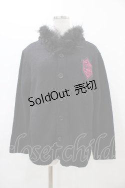 画像1: ALGONQUINS / ファーフードニットカーディガン  ブラック H-25-11-19-1057-AL-TO-KB-ZH