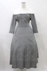 MILK / ビッグカラーlong dress  ブラックギンガム H-25-11-19-1017-ML-OP-KB-ZH