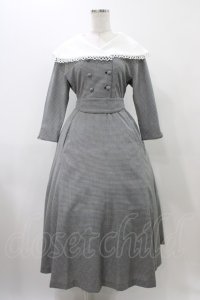 MILK / ビッグカラーlong dress  ブラックギンガム H-25-11-19-1017-ML-OP-KB-ZH