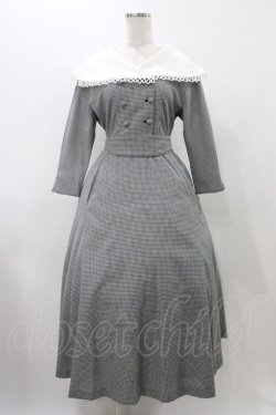 画像1: MILK / ビッグカラーlong dress  ブラックギンガム H-25-11-19-1017-ML-OP-KB-ZH