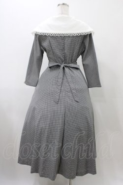 画像2: MILK / ビッグカラーlong dress  ブラックギンガム H-25-11-19-1017-ML-OP-KB-ZH