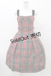 Jane Marple / タータンチェックリボンドレス  レッド H-25-11-19-1022-JM-OP-KB-ZH