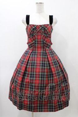 画像1: Jane Marple / タータンチェックリボンドレス  レッド H-25-11-19-1022-JM-OP-KB-ZH