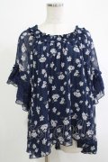 axes femme / 花柄オフショルブラウス M ネイビー H-25-11-19-054-AX-BL-NS-ZH