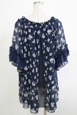 画像3: axes femme / 花柄オフショルブラウス M ネイビー H-25-11-19-054-AX-BL-NS-ZH (3)