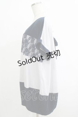 画像2: axes femme / レースボーダートップス M グレー/ネイビー H-25-11-19-055-AX-TO-NS-ZH