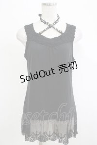 axes femme / 裾チュールタンク M ブラック H-25-11-19-057-AX-TO-NS-ZH