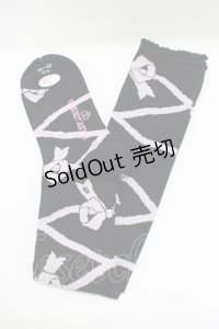 BABY,THE STARS SHINE BRIGHT / レースアップリボン柄オーバーニーソックス  ブラック/ピンク H-25-11-19-068-BA-ZA-NS-ZH