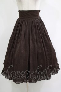 Innocent World / シフォンストライプローズスカート M/63cm丈 ブラウン H-25-11-19-015-IW-SK-NS-ZH