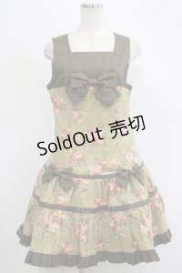 Heart E / 花柄切替ジャンパースカート Free グリーン H-25-11-19-022-LO-OP-NS-ZH