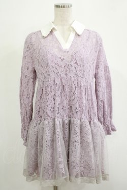 画像1: axes femme / 総レースティアードチュニック M ラベンダー H-25-11-19-023-AX-OP-NS-ZH