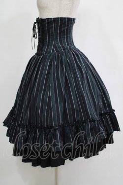 画像2: ATELIER PIERROT / レジメンタルストライプコルセットスカート  グリーン H-25-11-20-003-EL-SK-KB-ZH
