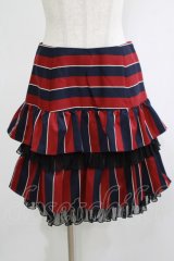 Emily Temple cute / レジメンタルフリルスカート  ボルドー H-25-11-20-030-ET-SK-KB-ZH