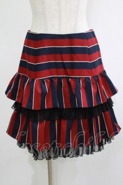 画像1: Emily Temple cute / レジメンタルフリルスカート  ボルドー H-25-11-20-030-ET-SK-KB-ZH