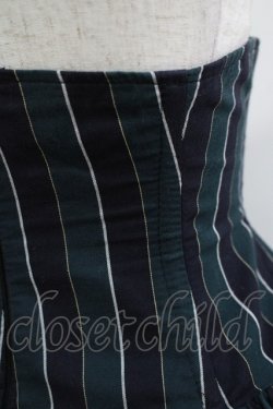 画像4: ATELIER PIERROT / レジメンタルストライプコルセットスカート  グリーン H-25-11-20-003-EL-SK-KB-ZH