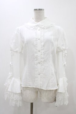 画像1: To Alice / リボンデコフレア袖ブラウス M オフ H-25-11-20-1051-LO-BL-NS-ZH