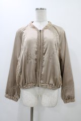 axes femme / 刺繍入りサテンブルゾン M ベージュ H-25-11-20-1057-AX-JA-NS-ZH