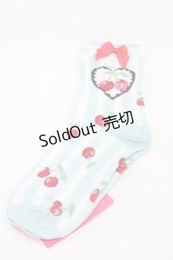 画像1: Angelic Pretty / Cherry Stampクルー丈ソックス  ミント H-25-11-20-1006-AP-ZA-NS-ZH