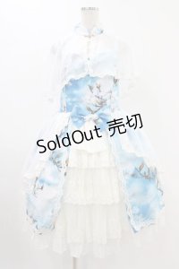 玉 青 （海外ロリータブランド） / ケープ付きジャンパースカートセット M ブルー H-25-11-20-1033-0-OP-NS-ZH