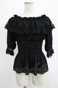 Moi-meme-Moitie / クロスアーチシャーリングブラウス  黒×黒 H-25-11-20-053-MO-BL-KB-ZH