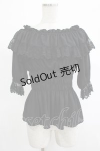 Moi-meme-Moitie / クロスアーチシャーリングブラウス  黒×黒 H-25-11-20-053-MO-BL-KB-ZH