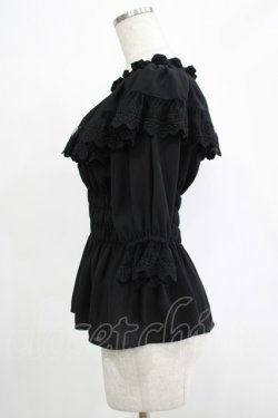 画像2: Moi-meme-Moitie / クロスアーチシャーリングブラウス  黒×黒 H-25-11-20-053-MO-BL-KB-ZH