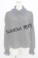 Moi-meme-Moitie / クロスアーチシャーリングスリーブブラウス 13号 黒×青 H-25-11-20-054-MO-BL-KB-ZH