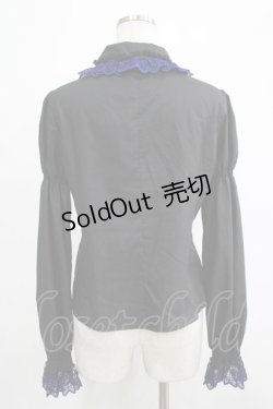 画像3: Moi-meme-Moitie / クロスアーチシャーリングスリーブブラウス 13号 黒×青 H-25-11-20-054-MO-BL-KB-ZH