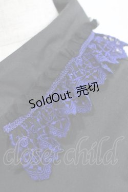 画像4: Moi-meme-Moitie / クロスアーチシャーリングスリーブブラウス 13号 黒×青 H-25-11-20-054-MO-BL-KB-ZH