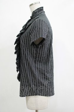 画像2: HELL CAT PUNKS / ストライプフリルブラウス S ブラック H-25-11-20-056-PU-BL-KB-ZH